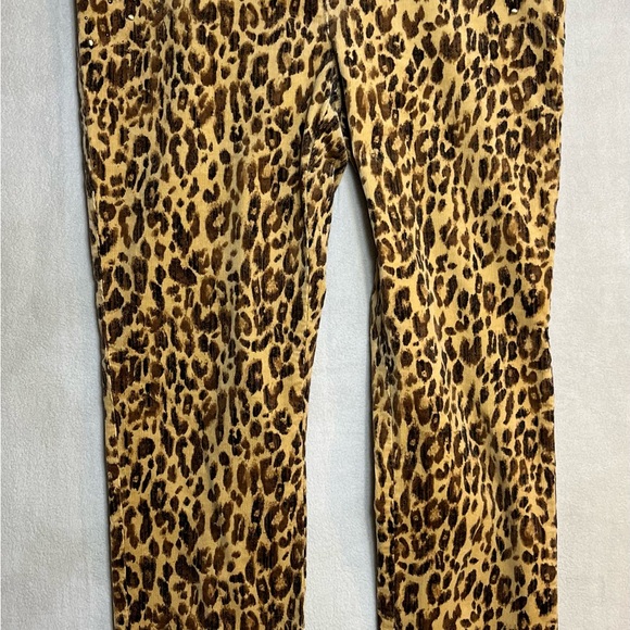 Chicos Size 1 Tall Leopard Print Corduroy Pants with beading on pockets - Picture 5 of 10